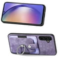 thumbnail image 5 of Compatible with Samsung Galaxy A26 5G, Classic Card Slots 360 Rotating Finger Ring Kickstand PU Leather + TPU Frame Magnetic Closure Back Case Cover for Samsung Galaxy A26 5G, Purple, 5 of 13