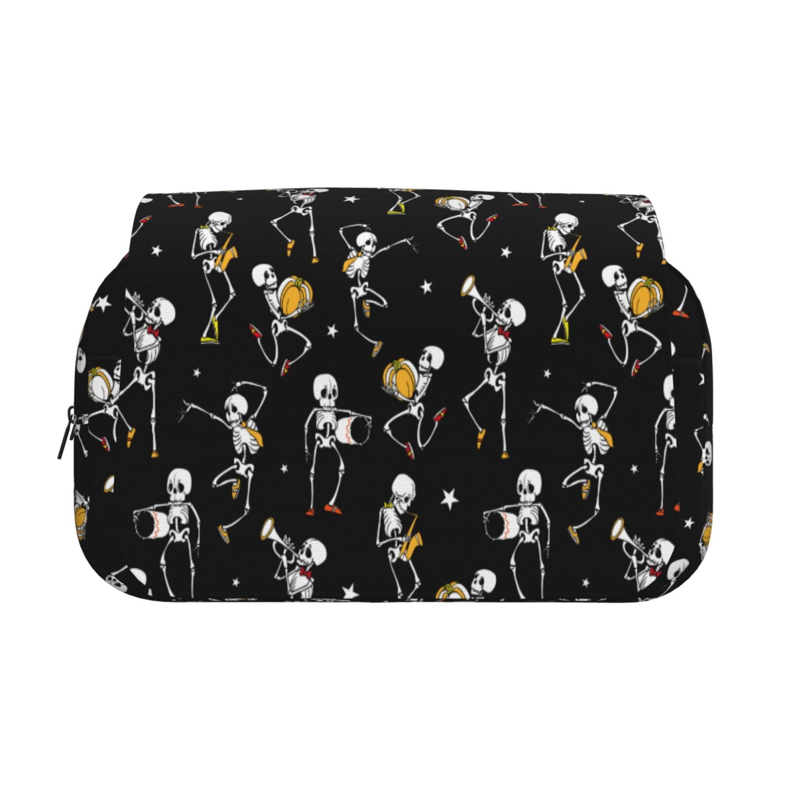 Rateoe Playing Music Skeletons Pattern Double Clamshell Pen Case, Storage Organizer with Two Zipper Compartments– Holds Up to 50 Pencils & Pens