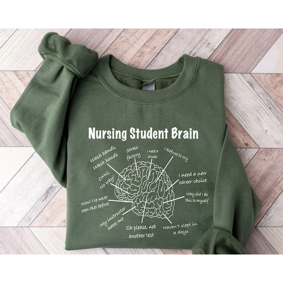 Nursing Student Brain Sweatshirt, Nursing School, Nurse Sweatshirt, For Work RN, Nurse Life Sweatshirt, Registered Nurse Hoodie, CNA Hoodie