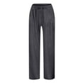 thumbnail image 4 of Teen Girls Casual Cotton Linen Pants Lightweight Summer Loose Fit Elastic Waist Plus Size Loung𝐞 Long Trousers Solid, 4 of 9