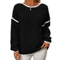 thumbnail image 1 of Womens Oversized Sweaters Fall Fashion Clothes Trendy Batwing Sleeve Colorblock Striped Knit Pullover Sweater Tops, 1 of 5