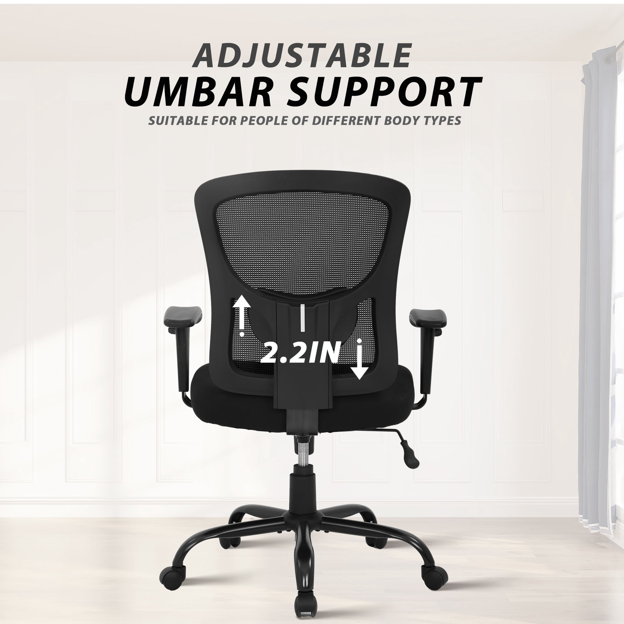 CL.HPAHKL Office Chair Ergonomic Desk Chair, 400lbs Big and Tall Mesh Chair, Computer Chair with Adjustable Arms & Seat Height, Rolling Swivel PC Chair for Home Office, Black