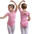 thumbnail image 2 of HAOYUNL 3-11Y Kids Toddler Girls Ballet Short Sleeve Skirted Leotards Toddler Summer Dance Dress Ballerina Outfits Baby Cotton Ballet Skirt, 2 of 9
