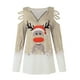 thumbnail image 4 of Puntoco Blusa de manga corta con cuello en V a la moda para mujer con cremallera y estampado navideño Puntoco Puntoco-5721, 4 of 5