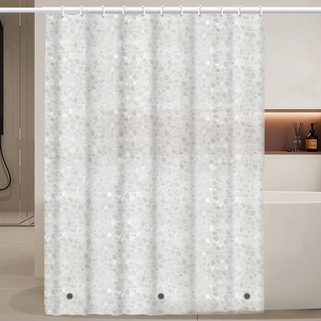 Cortina de ducha de EVA con patrón de grava 3D, resistente al agua y al moho, para baño, con bloqueo de agua