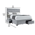 thumbnail image 5 of Fabric Upholstered Wooden Full Size Bed with Bottom Drawers Gray - Saltoro Sherpi, 5 of 5