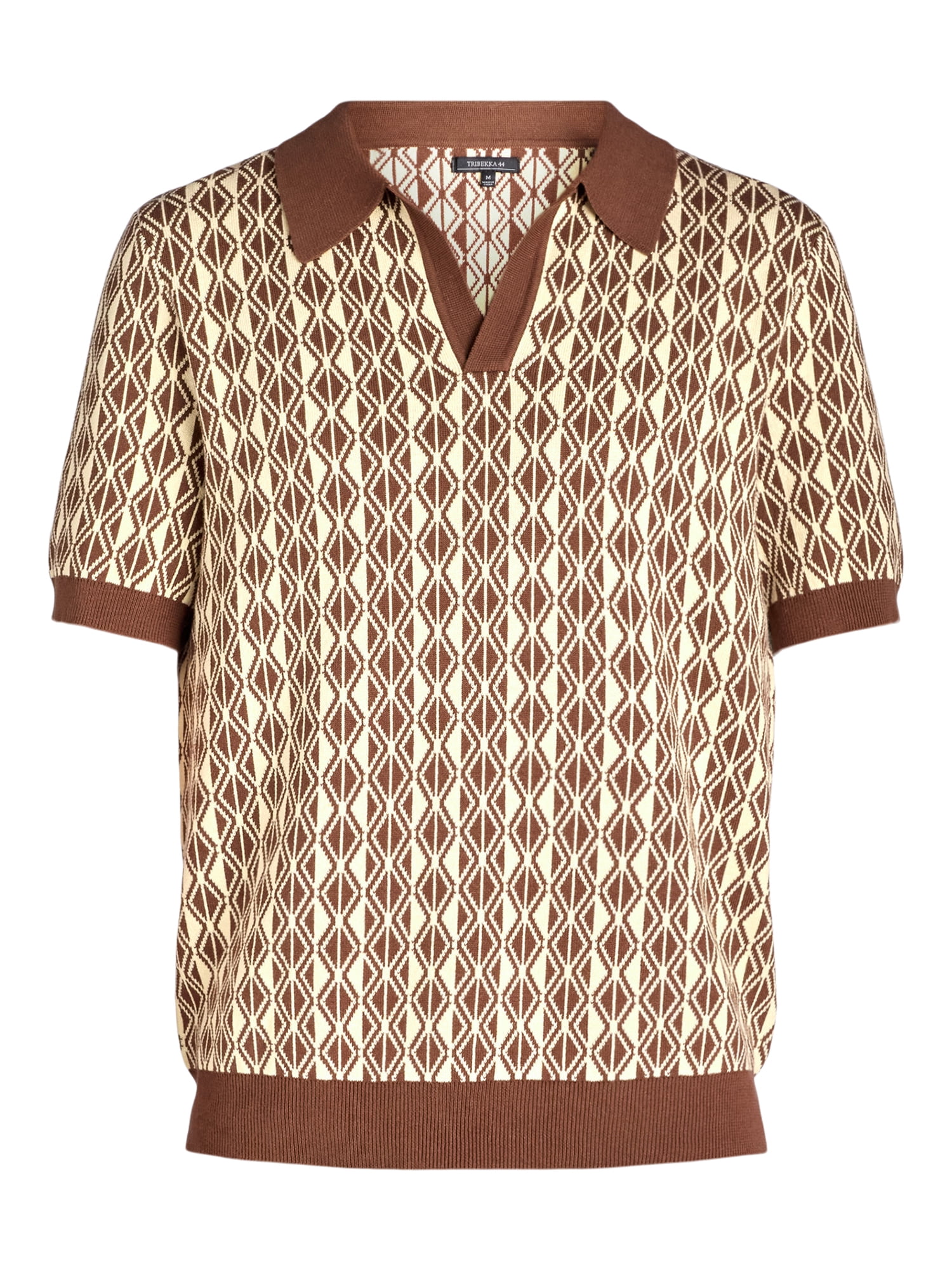 Tribekka 44 Men's Patterned Refined Sweater Polo with Johnny Collar, Sizes XS-2XL