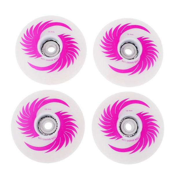4 Piezas Iluminan Ruedas De Patines En Línea, Ruedas De Patines De De Núcleo Para Exteriores, PU, , Alto Rendimiento 76mm Rosa Macarena Rueda de patines de ruedas iluminados