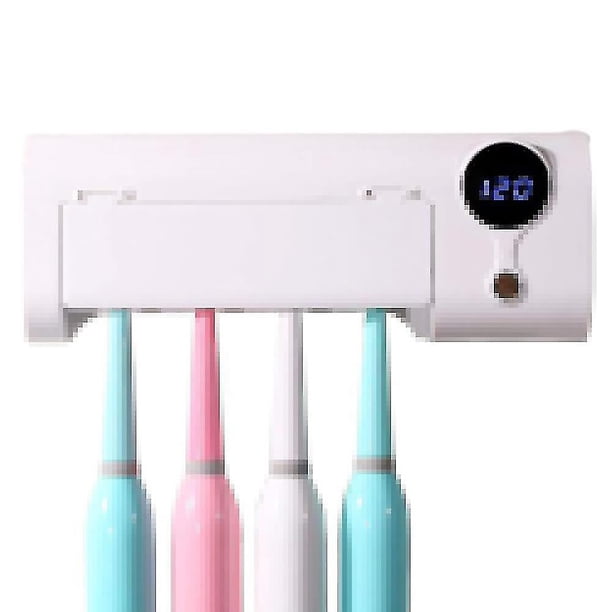 Desinfectante de cepillos de dientes, Desinfectante de cepillos de dientes y soporte con función de esterilización, Soporte de cepillo de dientes montado en la pared para baño