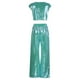 thumbnail image 5 of Conjunto de dos piezas para mujer con chaleco brillante y pantalones anchos: conjunto de top corto sin mangas y cuello redondo, tallas S-XXXXXL, 5 of 8