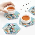 thumbnail image 7 of Fuzoiu A Funny Little Dalmatian Puppy Print Leather Coasters Set,Drink Coasters Set of 6,for Tabletop Protection, Durable PVC Coasters,Home Décor and Housewarming Gift,Hexagon, 7 of 7
