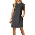 thumbnail image 2 of Aloohaidyvio Dresses for Women Womens Summer Sleeveless Mini Dress Casual Crew Neck Open Back Short Sundress with Pockets, 2 of 7