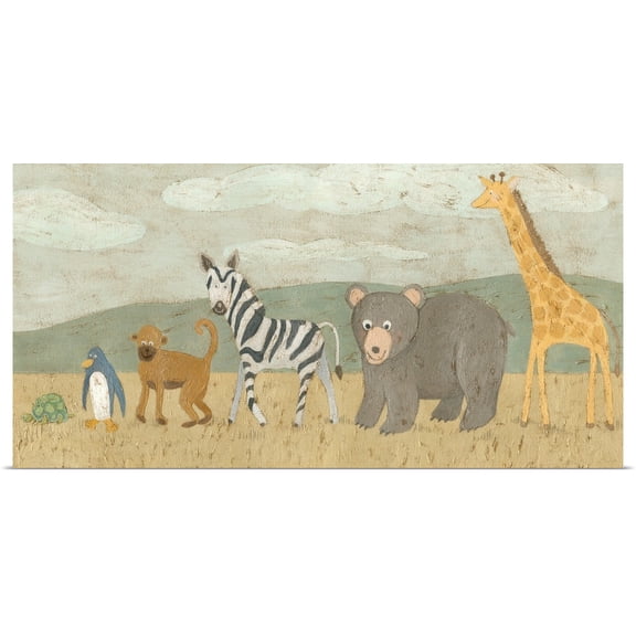 Great BIG Canvas | Rolled Megan Meagher Poster Print entitled Animals All in a Row II