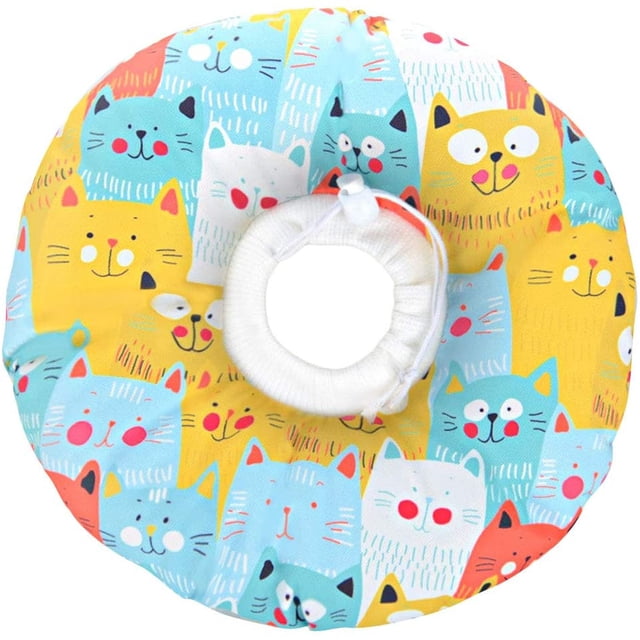 Collier de Protection pour Animaux de Compagnie, Collier de Récupération pour Chat, Collier Anti-Morsure pour Animal Mignon, Collier Réglable pour Chat, Collier en Coton Doux pour la Cicatrisation des Plaies après une Chirurgie pour Animaux de Compagnie (Jaune), L
