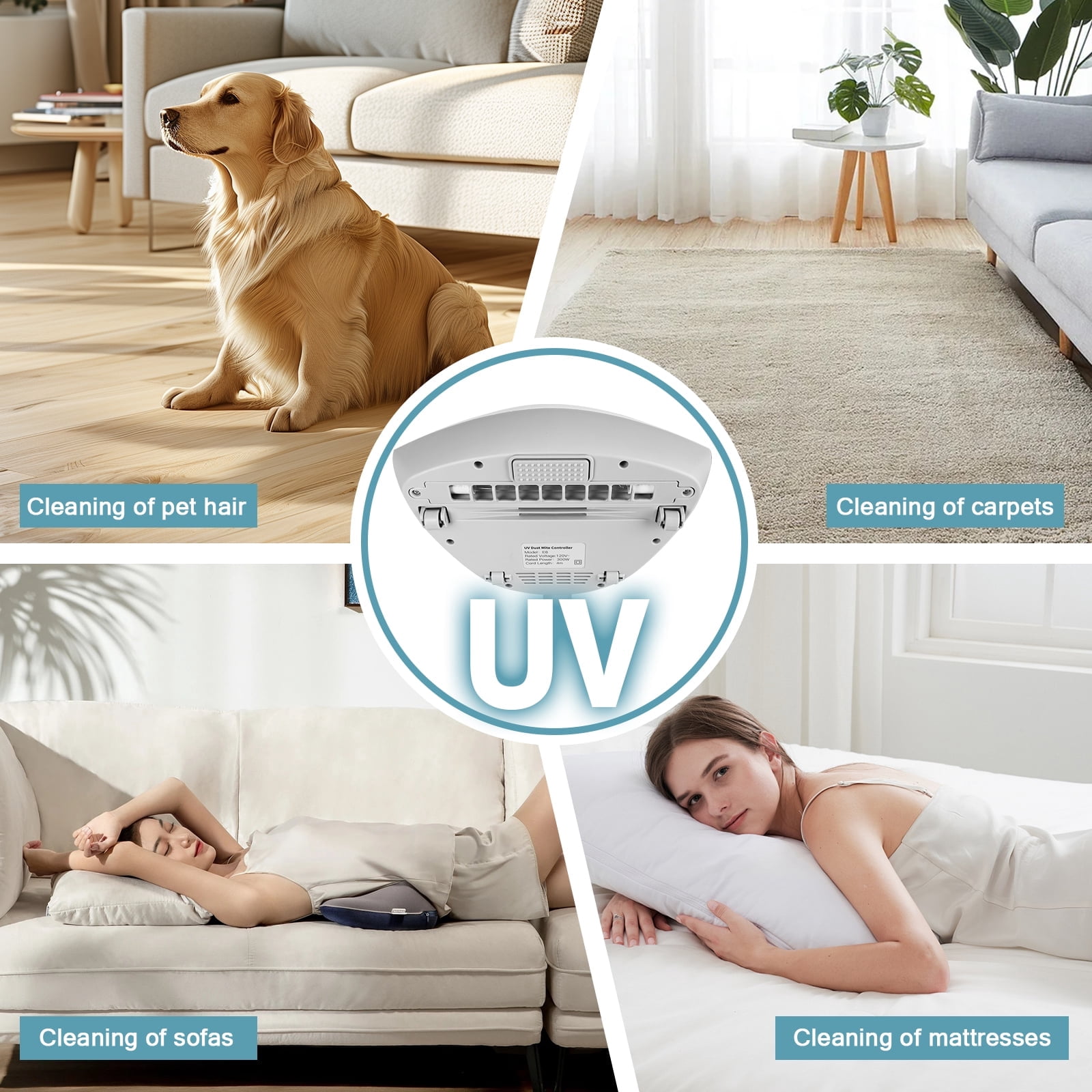 Daretodo Mattress Vacuum Cleaner,Mattress Cleaner,12KPa Handheld UV Bed Vacuum Cleaner for Pillow Sofa Carpets,White