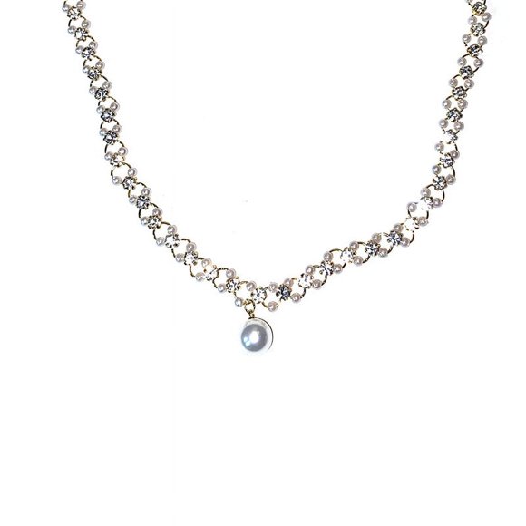Jinsinto Sparkling Diamond Pearl Necklace