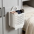 thumbnail image 5 of Foldable Laundry Basket, Wall Mounted Dirty Clothes Hamper, Large Capacity Storage Bin for Bathroom, White S, 5 of 6