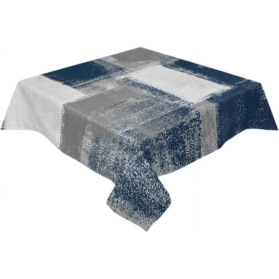 Square/Round Table Cloths 42x42inch,Oil Painting Art Blue Party Tablecloth Cotton Linens Table Covers for Kitchen Dinning Wedding Decoration,Stain/Wrinkle Resistant,Abstract Gray Geometric
