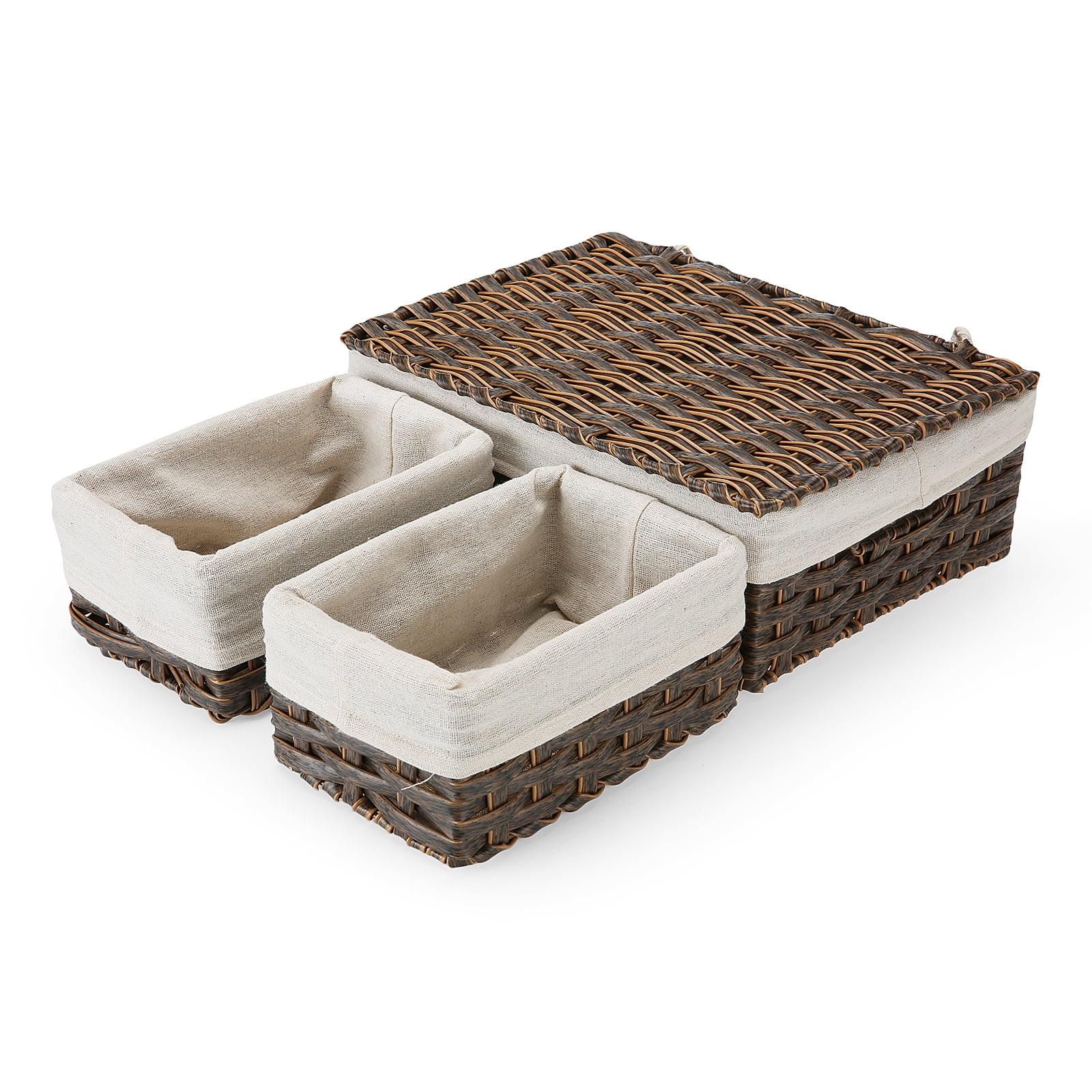 Wicker Storage Baskets Sets Of 3 Woven, Woven Bathroom Storage Baskets