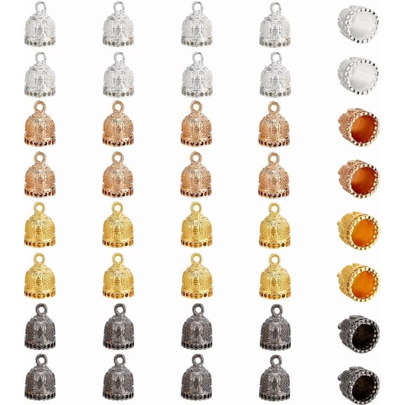 40Pcs 4 Colors Alloy End Cap Bails with Loop Mixed Color 19x14x14.5mm Hole: 2.5mm