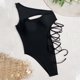 thumbnail image 5 of Trajes de baño de una pieza para mujer, traje de baño de bikini de color sólido con hombros descubiertos y sin soporte de acero para mujer, 5 of 9