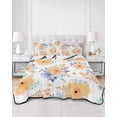 thumbnail image 2 of Full Size Quilt Bedding Set, Orange Watercolor Floral Reversible Summer Quilt 3 Pieces, Spring Flower Abstract Art Lightweight Bedspreads Coverlets with 2 Pillow Shams for All Seasons, 2 of 5