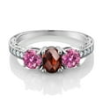 thumbnail image 2 of Gem Stone King 925 Sterling Silver Ring Checkerboard Garnet Pink Moissanite (2.12 Cttw) (Size 5), 2 of 4