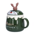 thumbnail image 2 of Coffee Cup, Christmas Cup Cute Elk Eco Friendly Ceramic 450ml Exquisite With Lid Spoon For Office For Kitchen For Bedroom Type B Green, 2 of 8
