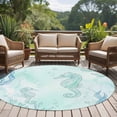 thumbnail image 4 of Teal Blue Seahorse Coastal Round Area Rug 5Ft Washable Circle Rugs for Living Room Bedroom, Beach Watercolor Sea Ocean Nautical Non-Slip Carpet Floor Mats Indoor Outdoor Carpet Runner Home Decor, 4 of 8