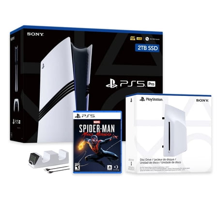 PlayStation 5 Pro 2TB SSD Console with Disc Drive, Wireless Controller and Charger, Spider-Man: Miles Morales - CFI-7019 PS5 Pro