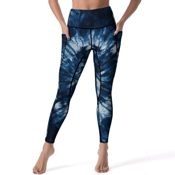 Colorful Tie Dye Vortex Women's High Waisted Yoga Pants with Pockets, Tummy Control Non See Through Workout Athletic Running Leggings