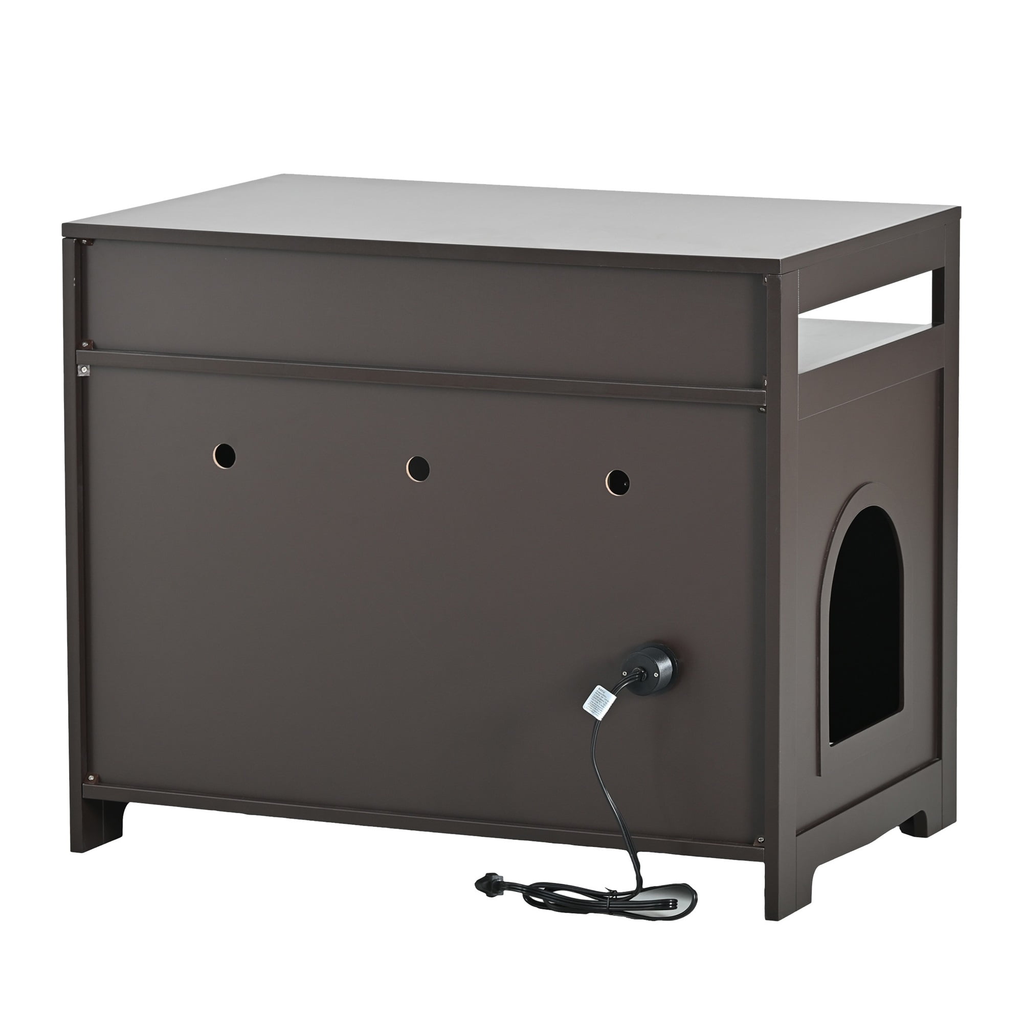 Pefilos 31" Cat Litter Box Enclosure Furniture with Hidden Plug, 2 Doors Indoor Cat Washroom, Wooden Enclused Litter Box Cat House, Brown Pefilos 31" Cat Litter Box Enclosure Furniture with Hidden Plug, 2 Doors Indoor Cat Washroom, Wooden Enclused Litter Box Cat House, Brown