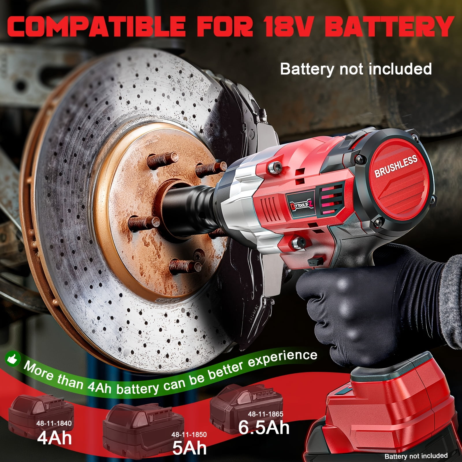 [Valentine's Day Gift]3/4" Cordless Impact Wrench Compatible for 18V Battery, 1850FT-LBS(2300N.m) High Torque Impact Driver, 3-Speed Heavy Duty Cordless Impact with Auto-Stop Reverse for Car/Truck