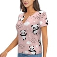 thumbnail image 2 of Wukai Panda Casual V-Neck Graphic Tees for Women: Lightweight and Breathable Summer Tops with Stylish Design-X-Large, 2 of 8