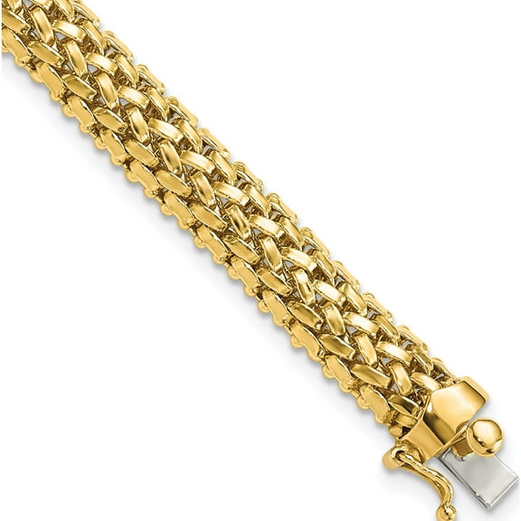 14K Yellow Gold 7.25In 6.75mm Polished Mesh Bracelet (7.25 X 6.75) Made In Peru sf595-7.25