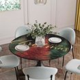 thumbnail image 5 of Red Green Christmas Tree Round Tablecloth for 36-44 Inch Tables,Fitted Table Cover with Elastic Edge,Xmas Buffalo Plaid Winter Snowflakes Waterproof Outdoor Table Cloth Protector for Patio Dinner, 5 of 9