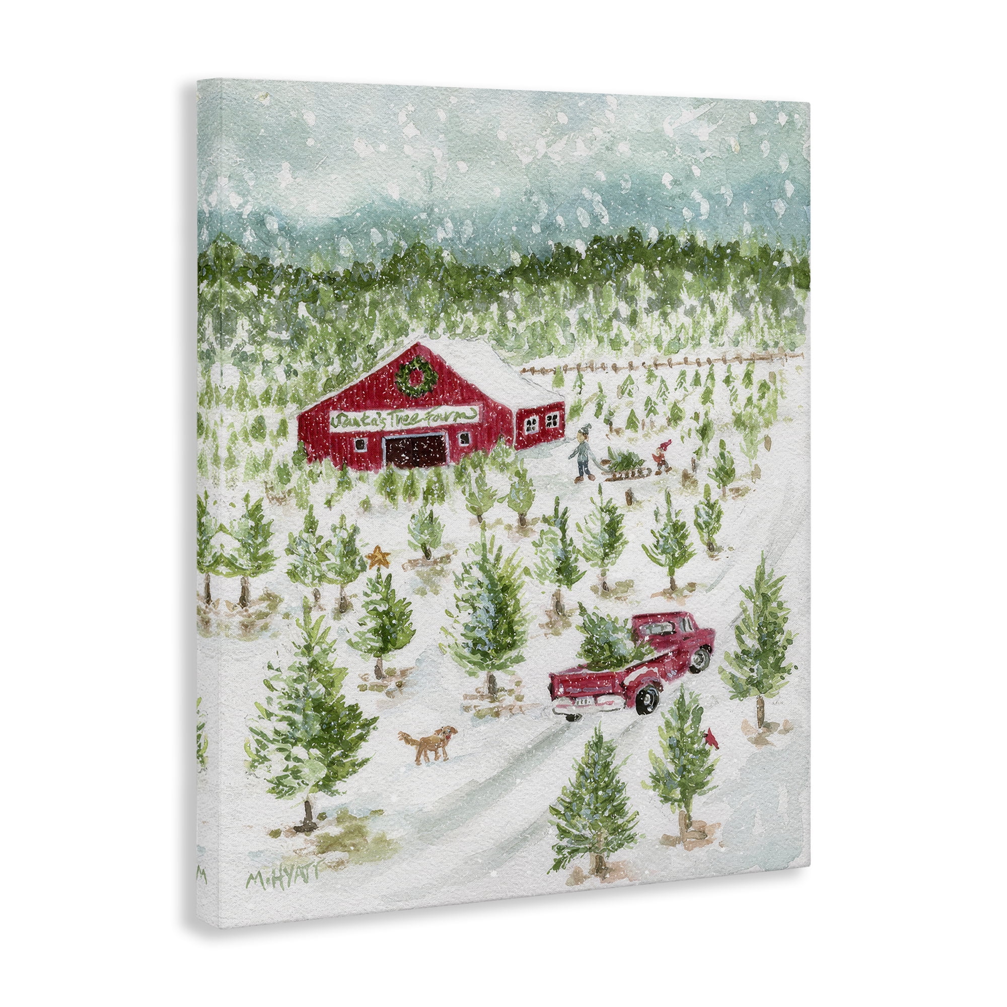 Stupell Industries Christmas Tree Farm Holiday Painting Gallery Wrapped Canvas Art Prints Wall Art, 16 x 20