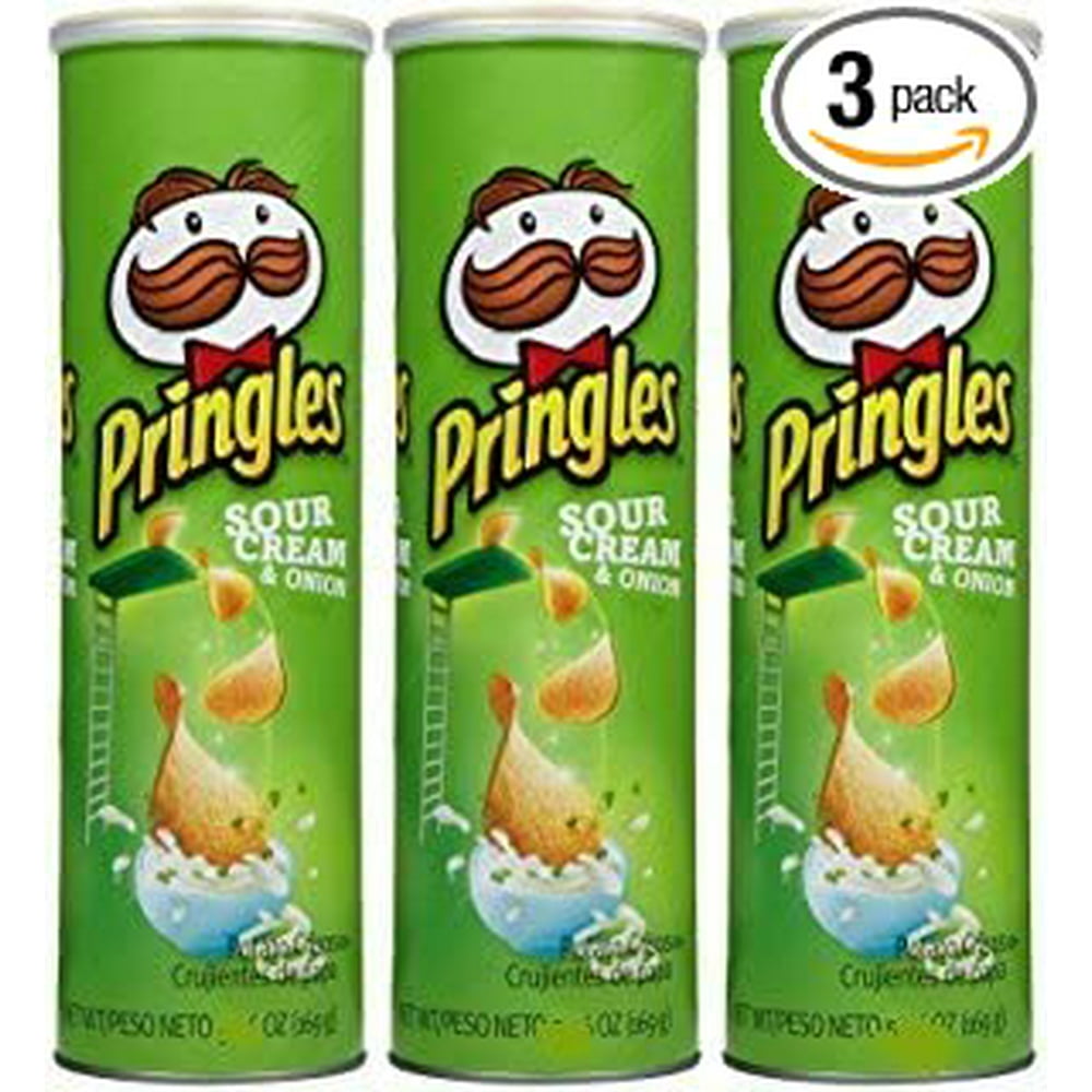 Pringles Sour Cream & Onion Potato Crisps Chips 5.5 oz. (Pack of 3 Cans)