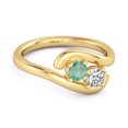 thumbnail image 2 of 0.5 Ct Emerald 925 Sterling Silver Gold Vermeil Two Stone Swirl Engagement Women Valentines Day Gifts Ring, 2 of 3