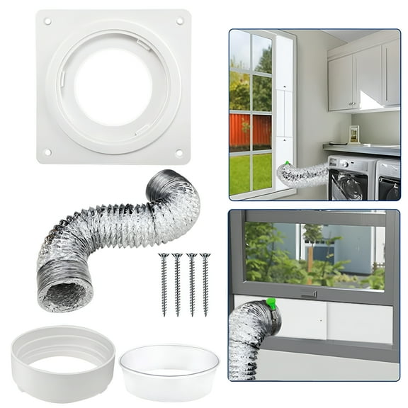 HIBIBUD Dry Vent Window Kit with Dryer Vent Hose Adjustable Window Dryer Vent Panels Quick Installation Reliable Window Vent Kit