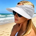 thumbnail image 5 of Sun Hats for Women Wide Brim Ponytail Outdoors UV Protection Cap Pleated Open Roof Beach Visor Sunhats, White, 5 of 6