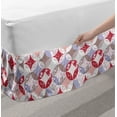 thumbnail image 2 of Floral Bed Skirt, Illustration of Circles Formed of Polka Dots Romantic Roses and Branches, Elastic Bedskirt Dust Ruffle Wrap Around for Bedding Decor, 4 Sizes, Multicolor, by Ambesonne, 2 of 2
