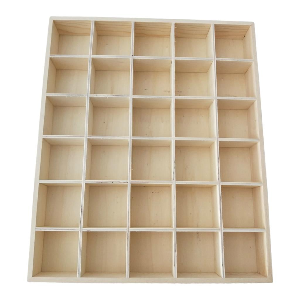 Segolike Sundries Storage Box Wooden 30 Grids Multi-Grid Organizer No Cover Lattice Display Case Retro for Desk Stationery Socks Jewelry - 30 grid