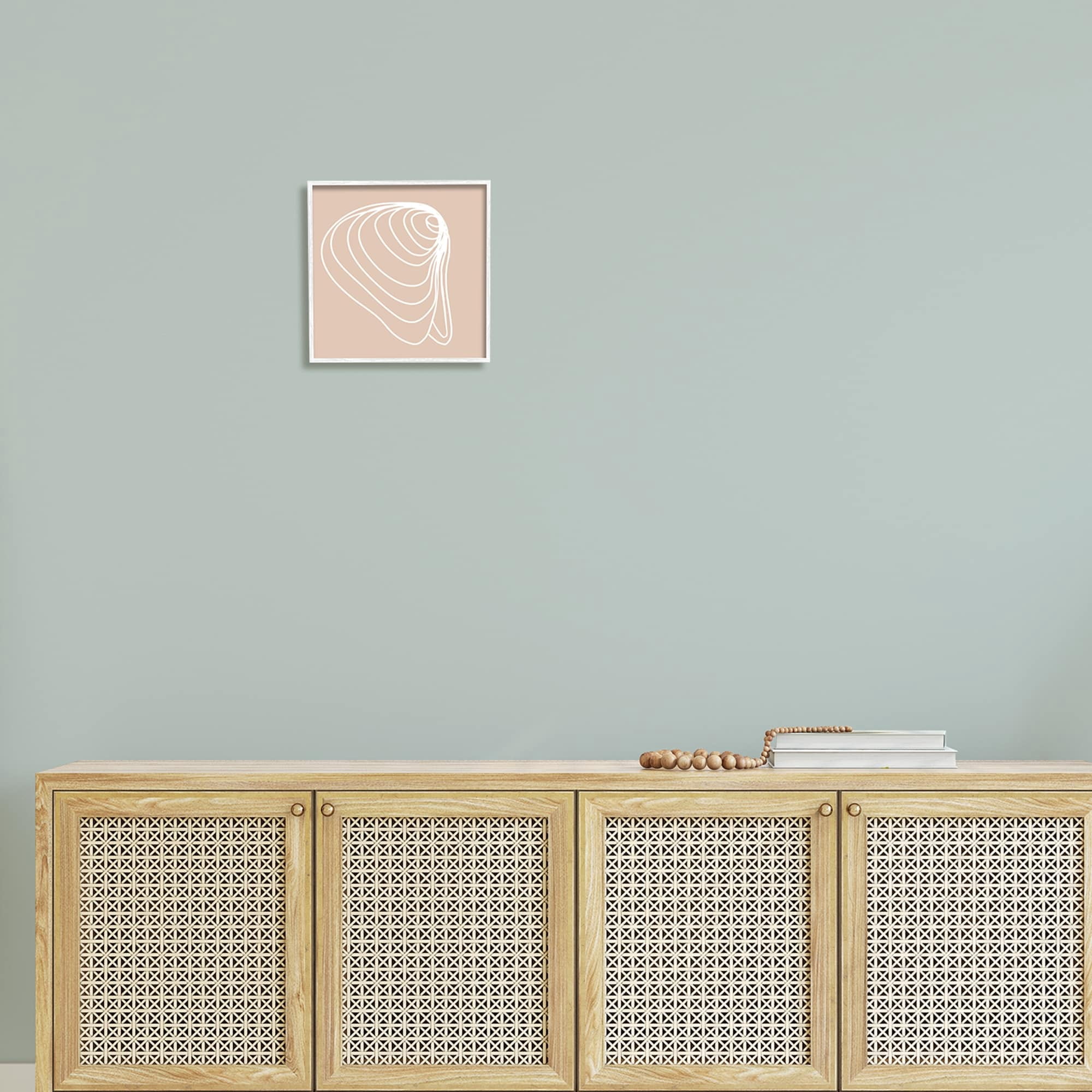Stupell Industries Clam Shell Seashell Stripes Casual Line Doodle Graphic Art White Framed Art Print Wall Art, Design by Daphne Polselli