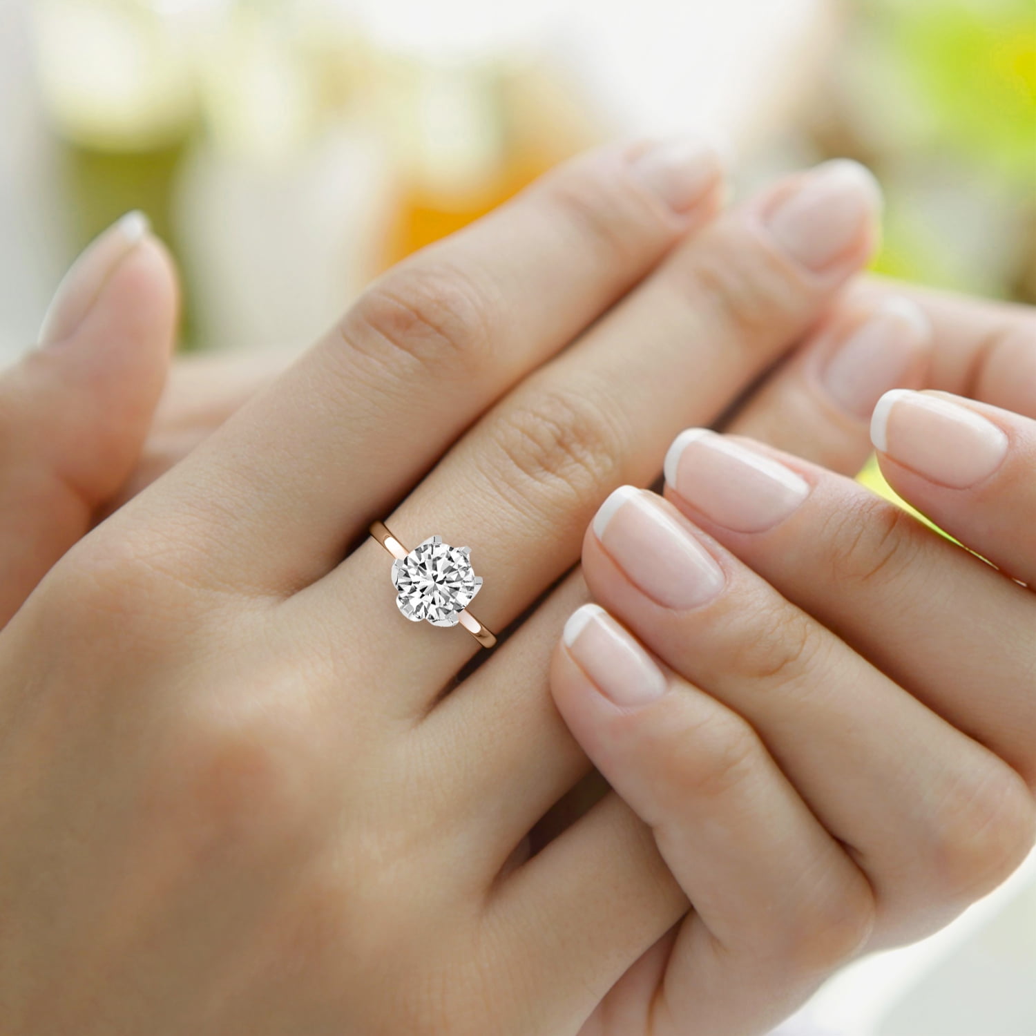 2.62 carat Radiant Cut Diamond Halo Three-Row Ring | Lauren B Jewelry