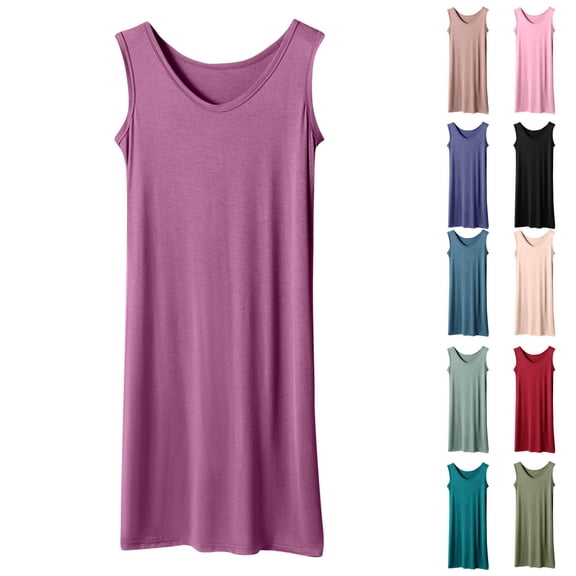 Ihhxva Plus Size Cotton Pajama Set for Women Loose Fit Sleeveless Sleep Dress Breathable Moisture-Wicking Lightweight Soft Nightgown XL-5XL