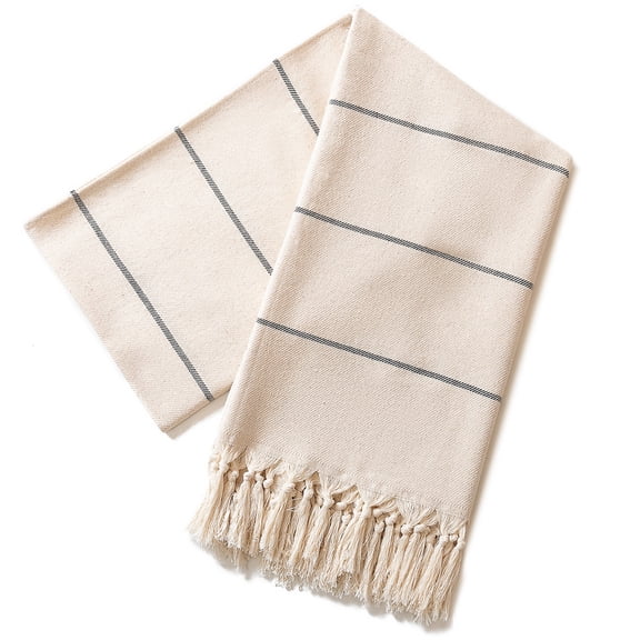 TurkishBeachTowel Embroidered Cream Turkish Tassel Beach Towel Off-White Bath Towel Ultra Soft