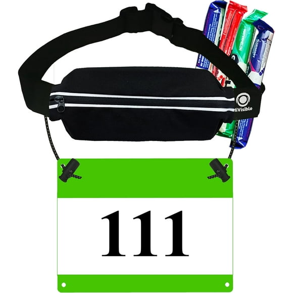 shiyou-Triathlon Race Belt Triathlon Race Bib Belt for Runners Number Holder with Pouch and Gel Loops, Belt with Black Pouch, Fully adjustable, Running Belt With Bib Holder