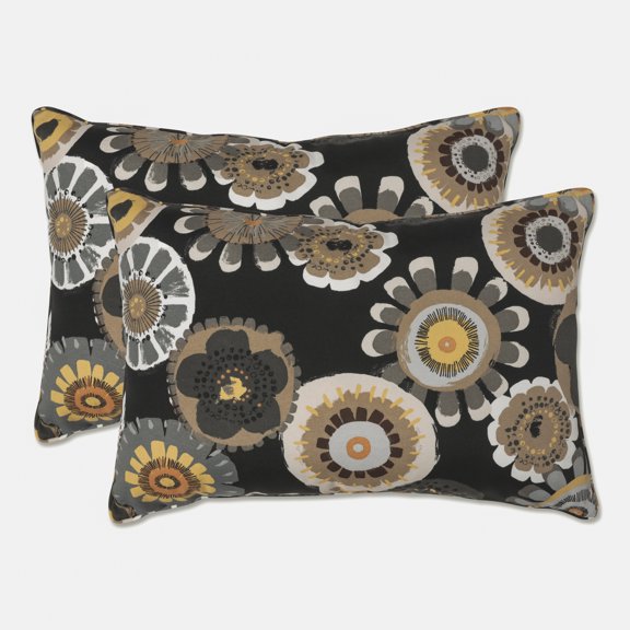 Pillow Perfect 24.5-inch by 16.5-inch Corded Rectangular Outdoor Throw Pillows (Set of 2) - Crosby Ebony