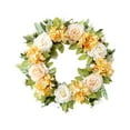 thumbnail image 2 of Corona de primavera para puerta de entrada, corona de flores artificiales, hojas verdes para inauguración de la casa. Champán, 2 of 9